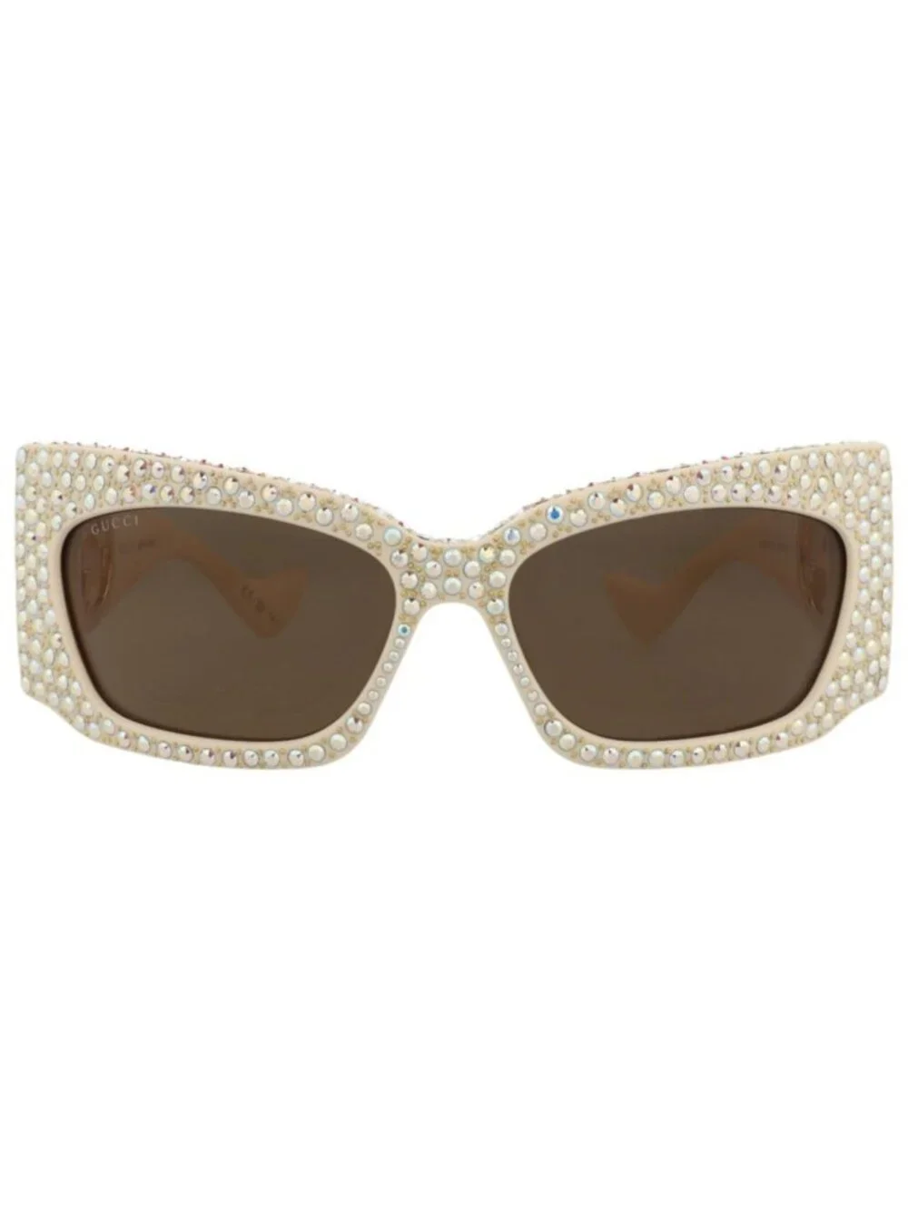 New Gucci Women's Sunglasses Shield Wrap Recycled Acetate Frame Ivory Ivory